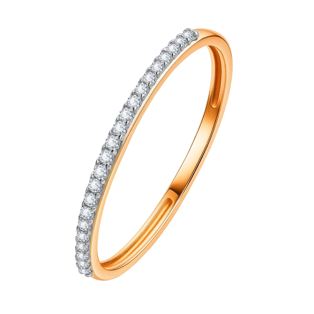 Кольцо с фианитами из красного золота 585 пробы