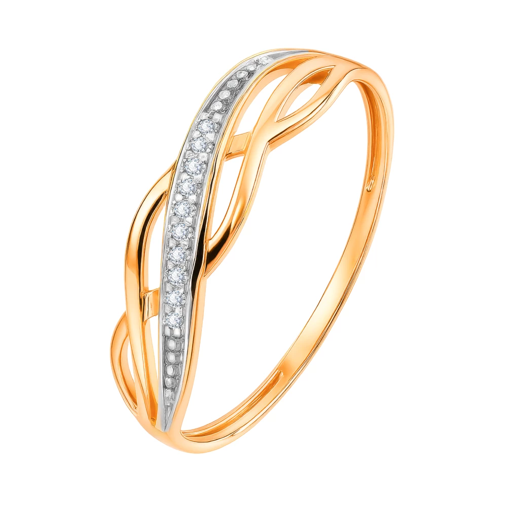 Кольцо с фианитами из красного золота 585 пробы Кольцо с фианитами из красного золота 585 пробы