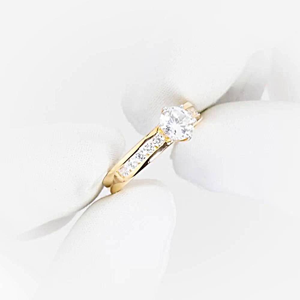 Кольцо с фианитами из красного золота 585 пробы 1