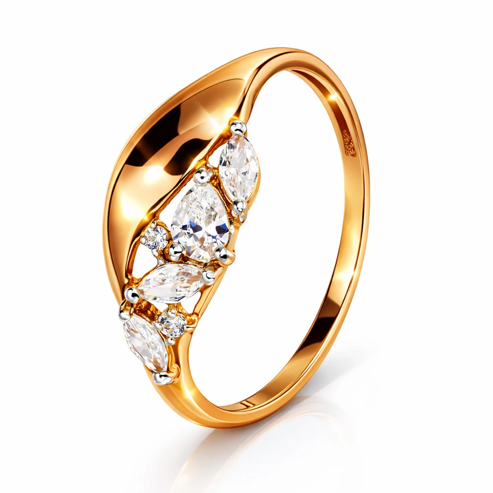 Кольцо с фианитами из красного золота 375 пробы