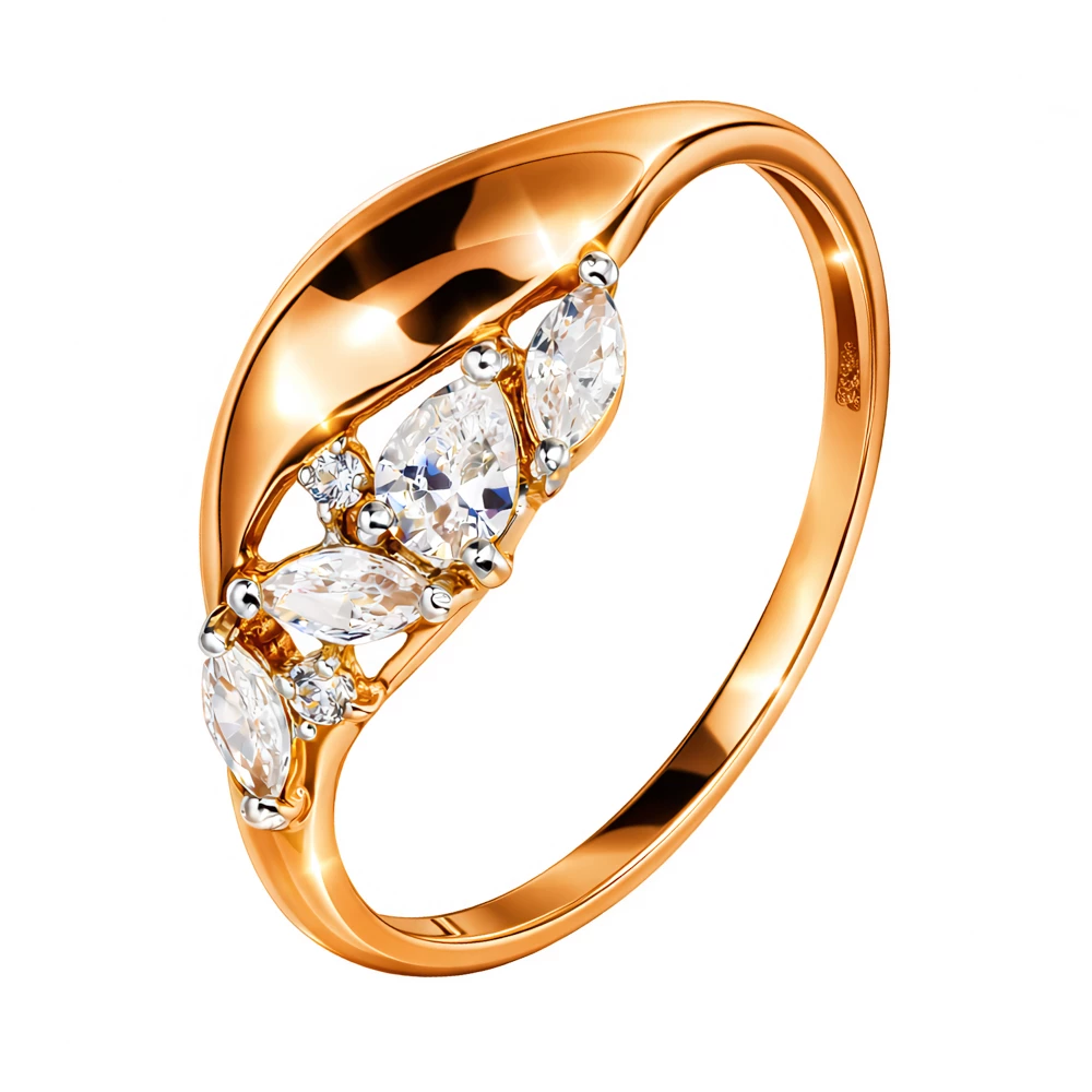 Кольцо с фианитами из красного золота 375 пробы