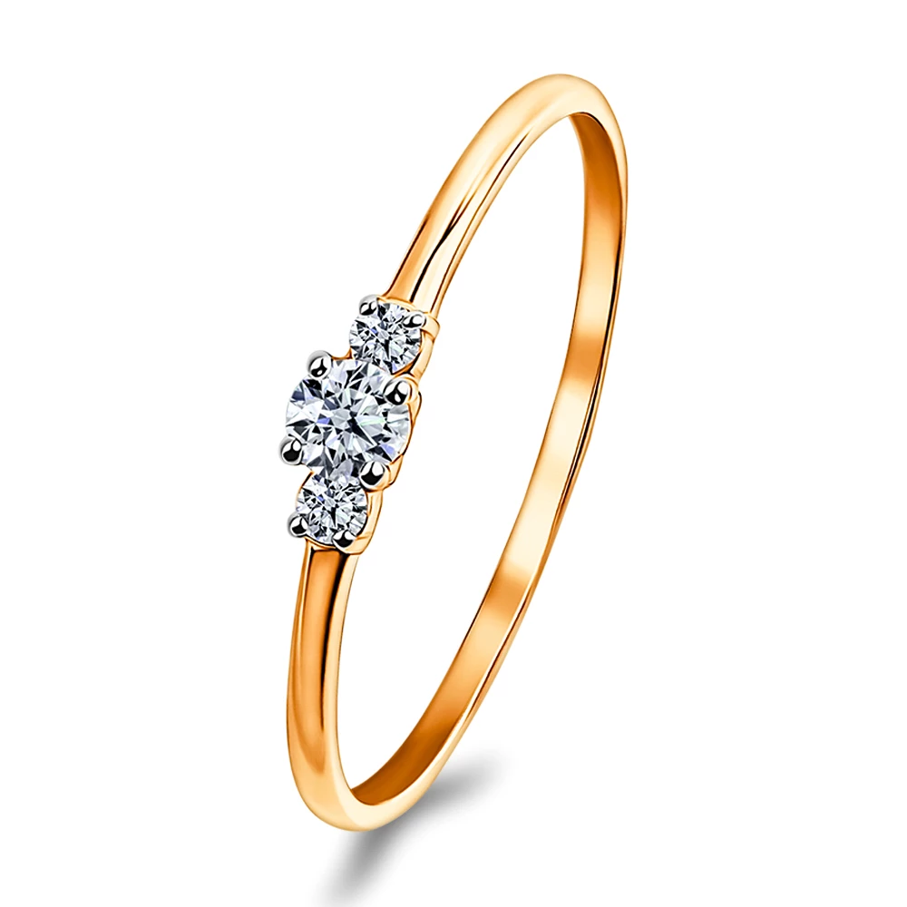 Кольцо с фианитами из красного золота 585 пробы