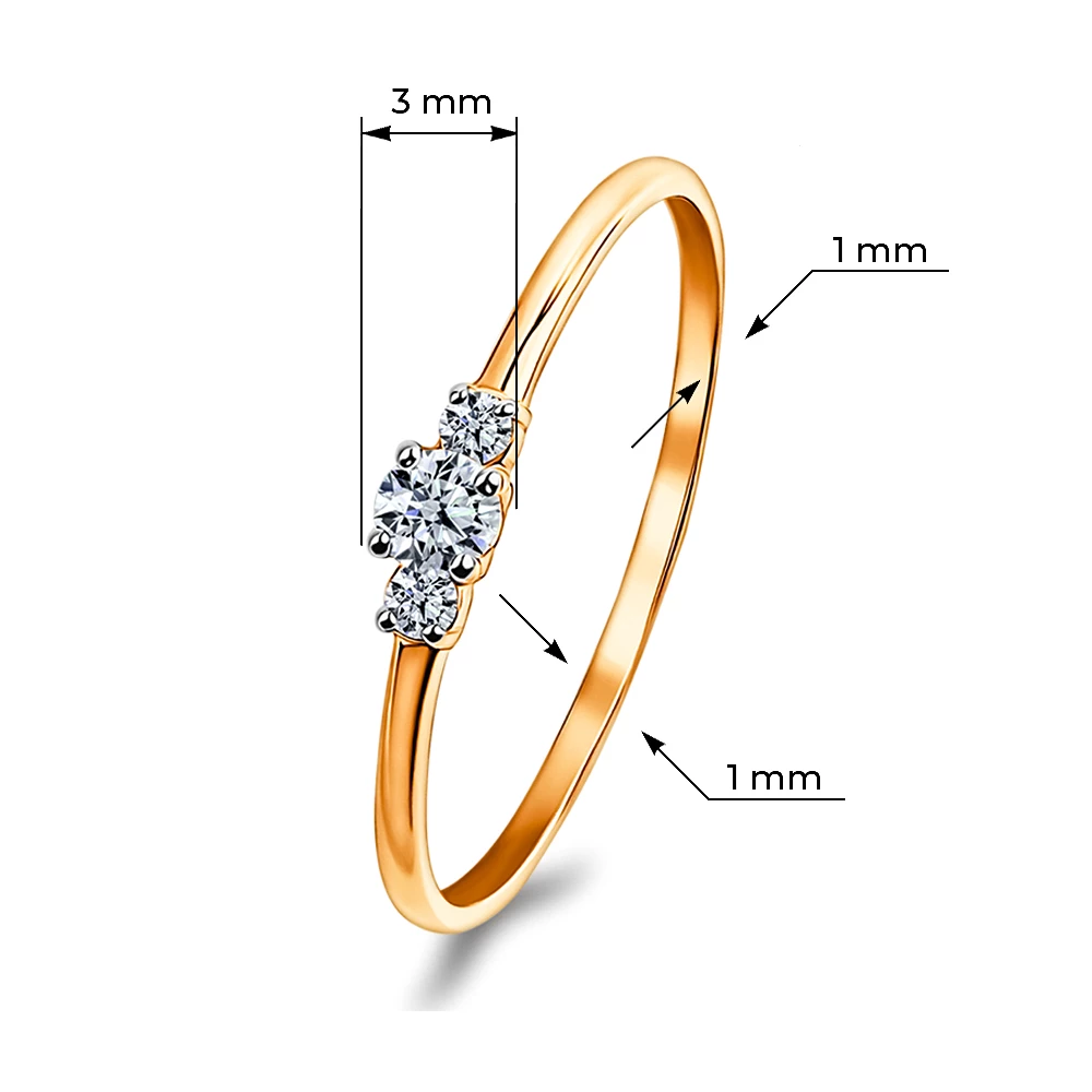 Кольцо с фианитами из красного золота 585 пробы