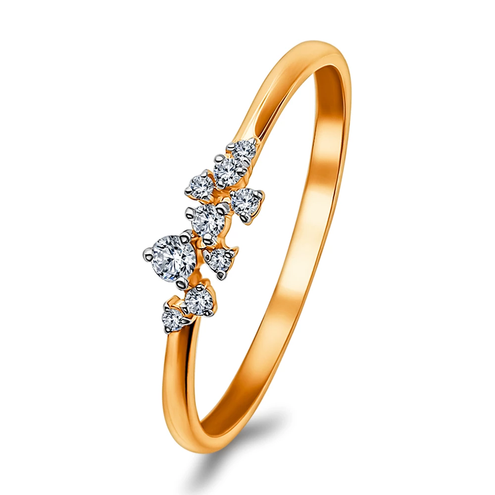 Кольцо с фианитами из красного золота 585 пробы