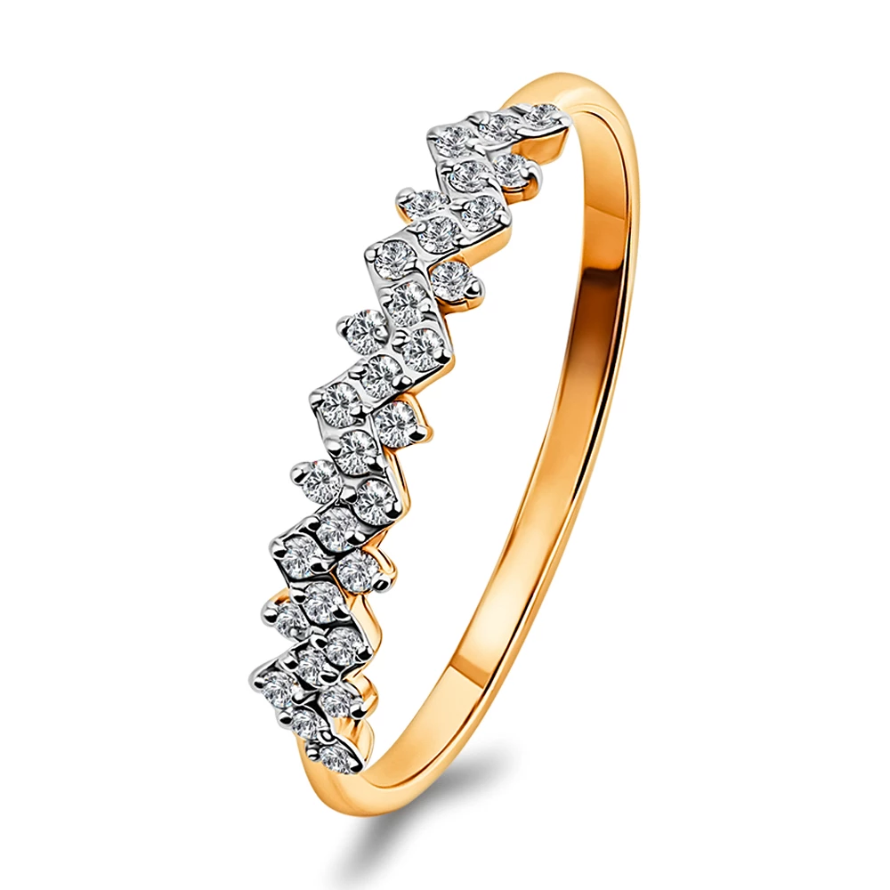 Кольцо с фианитами из красного золота 585 пробы