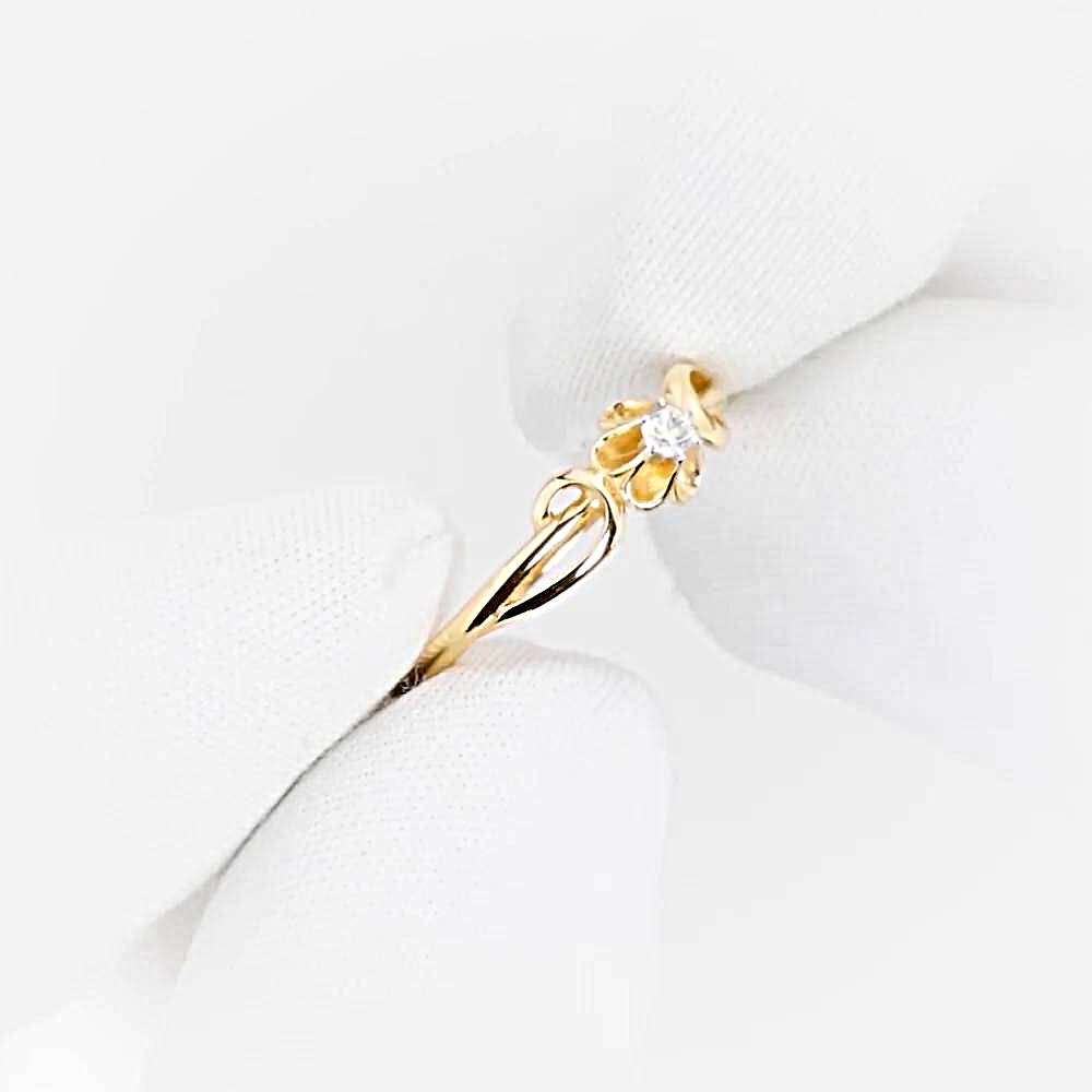 Кольцо с фианитом из красного золота 585 пробы 1