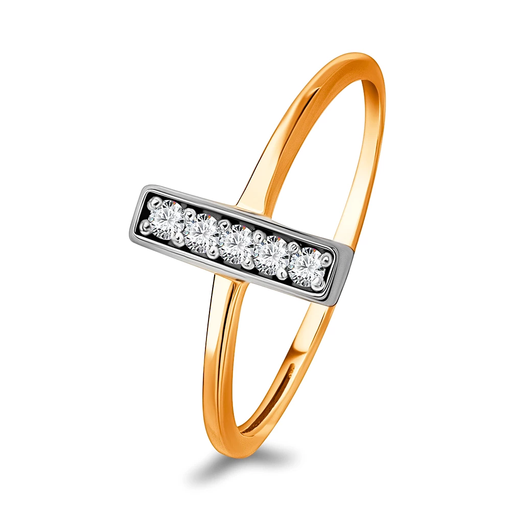 Кольцо с фианитами из красного золота 585 пробы