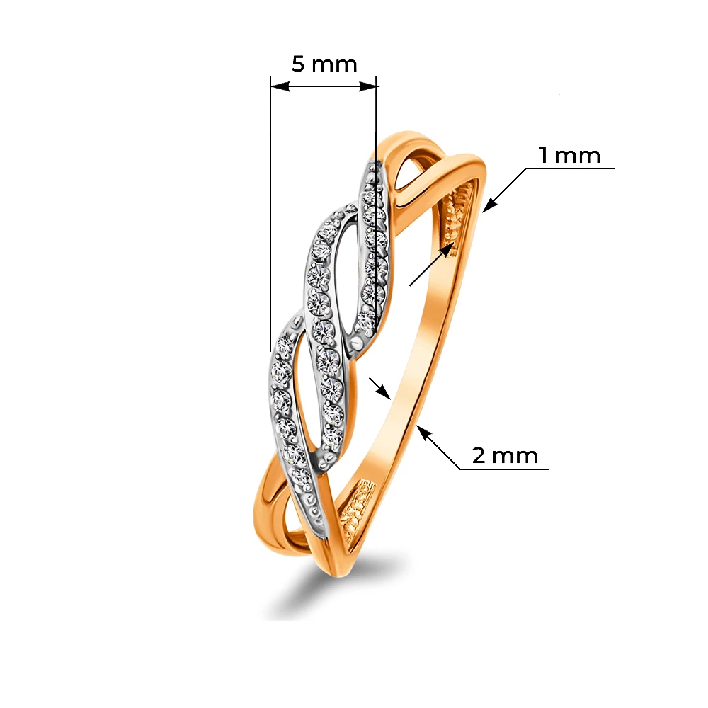 Кольцо с фианитами из красного золота 375 пробы