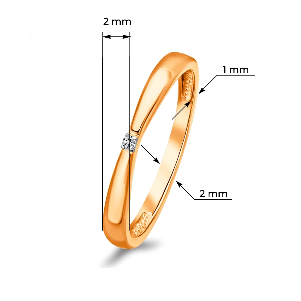 Кольцо с фианитом из красного золота 375 пробы