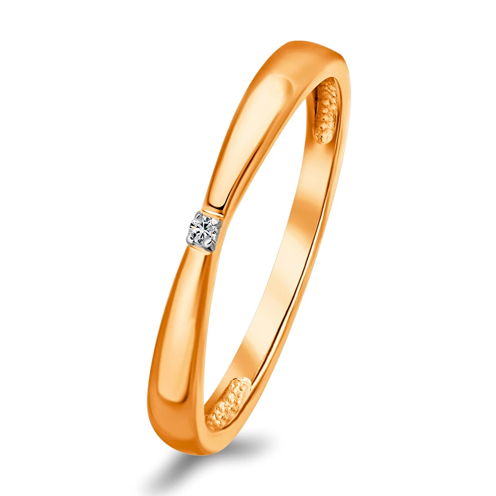 Кольцо с фианитом из красного золота 375 пробы