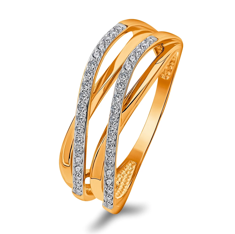 Кольцо с фианитами из красного золота 585 пробы