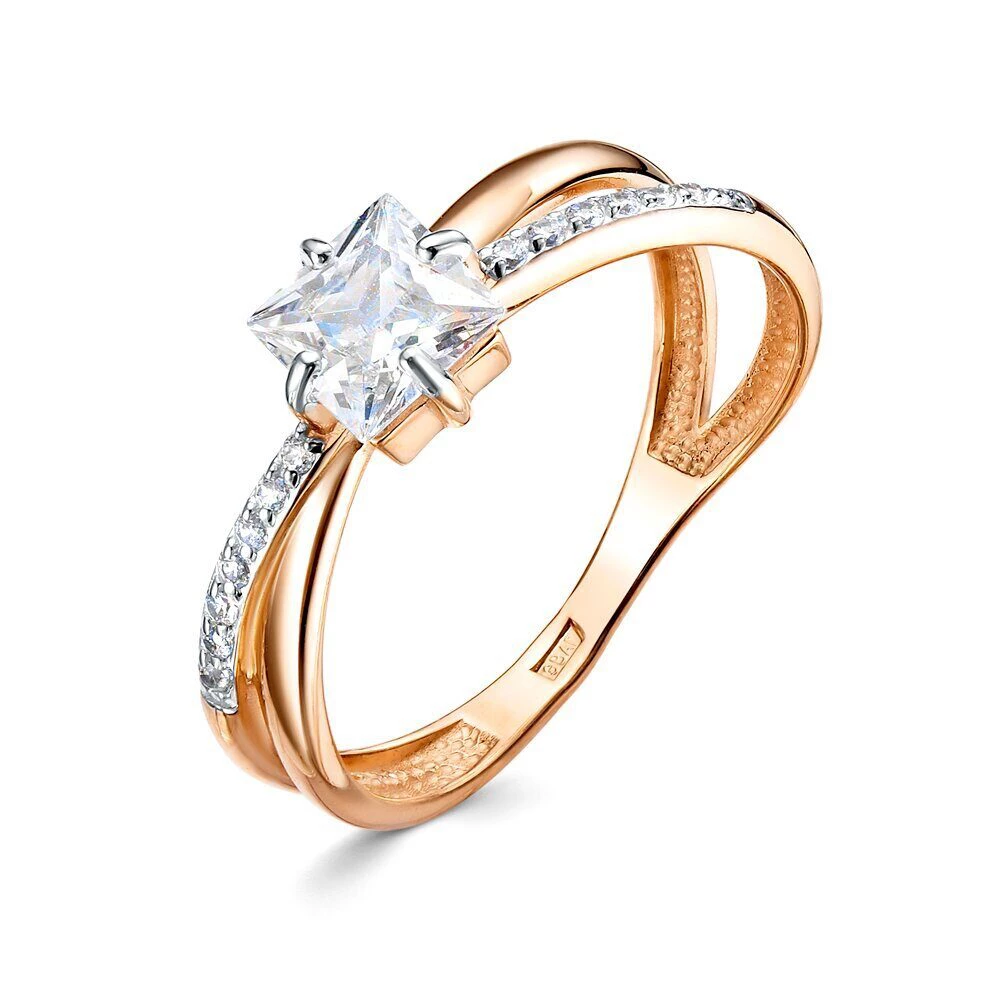 Кольцо с фианитами из красного золота 585 пробы Кольцо с фианитами из красного золота 585 пробы