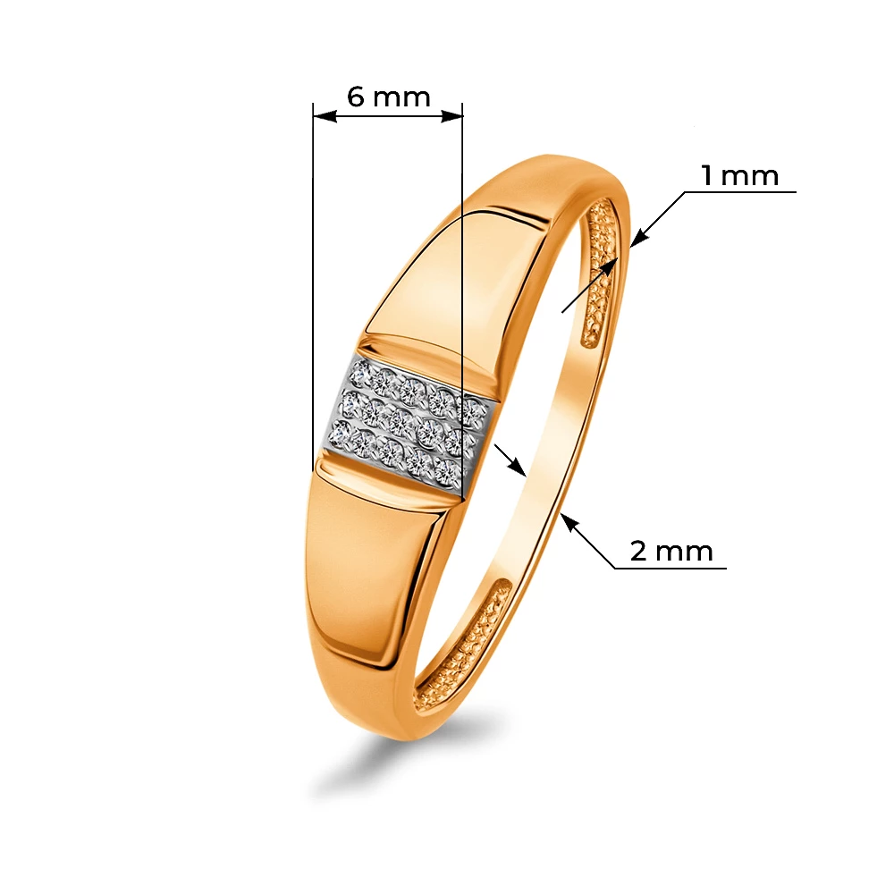 Кольцо с фианитами из красного золота 375 пробы