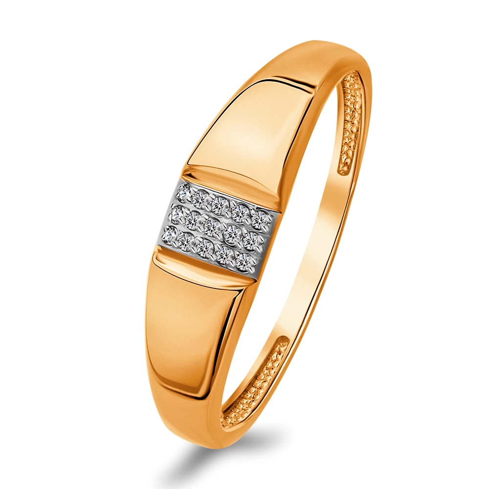 Кольцо с фианитами из красного золота 375 пробы