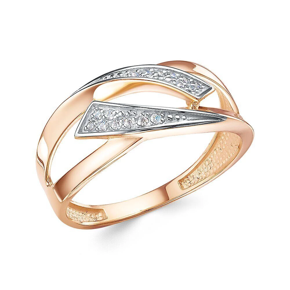 Кольцо с фианитами из красного золота 585 пробы