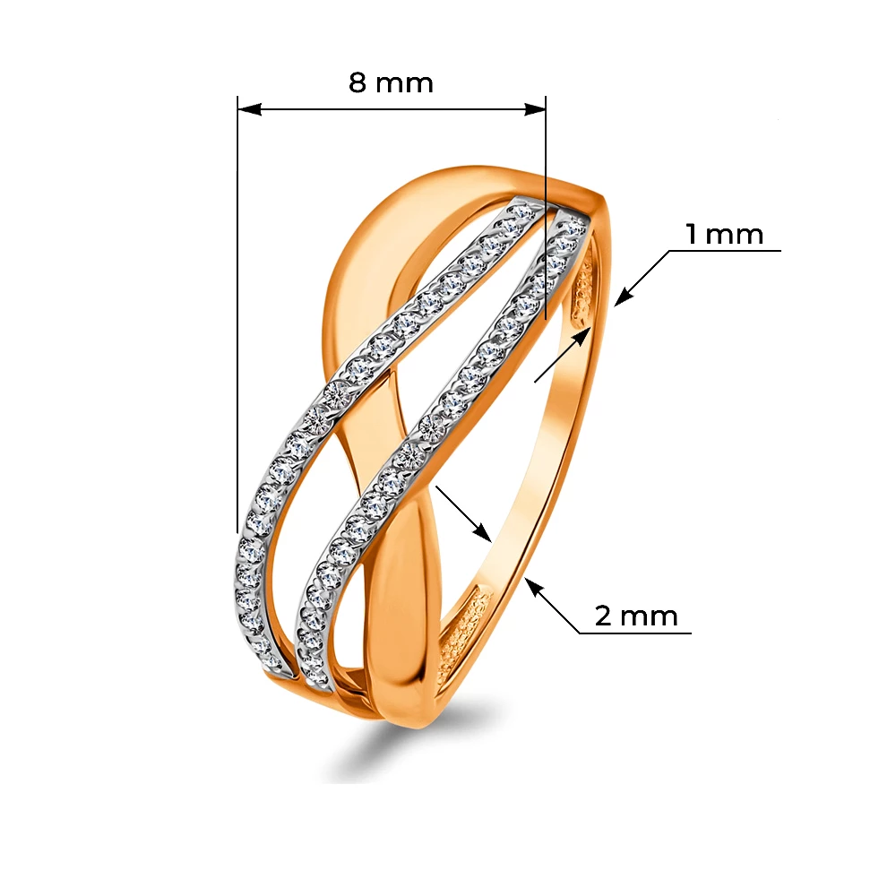 Кольцо с фианитами из красного золота 585 пробы