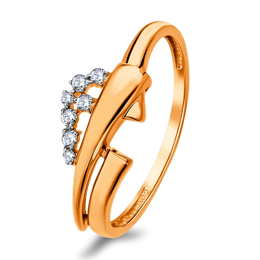 Кольцо с фианитами из красного золота 375 пробы