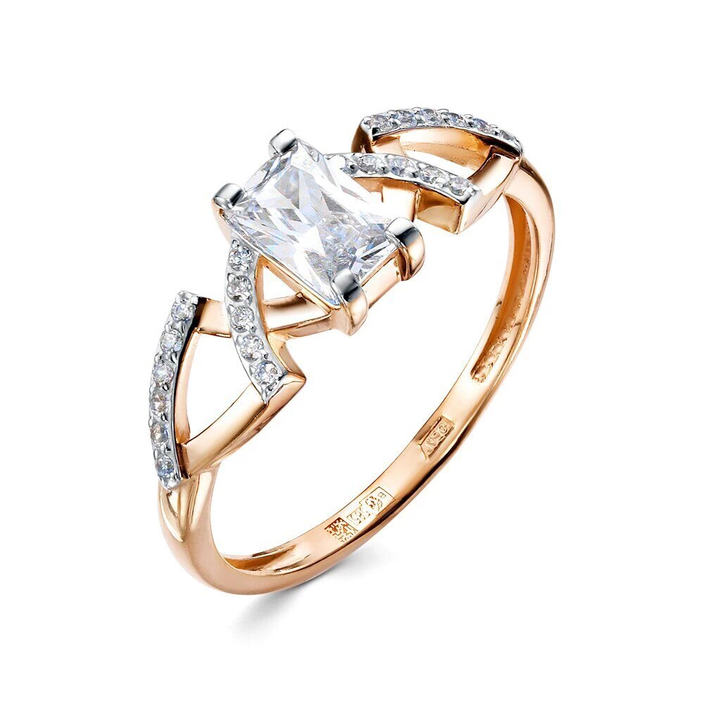 Кольцо с фианитами из красного золота 585 пробы Кольцо с фианитами из красного золота 585 пробы