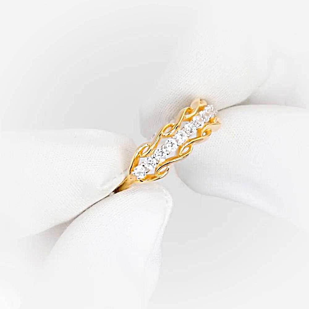 Кольцо с фианитами из красного золота 585 пробы 1