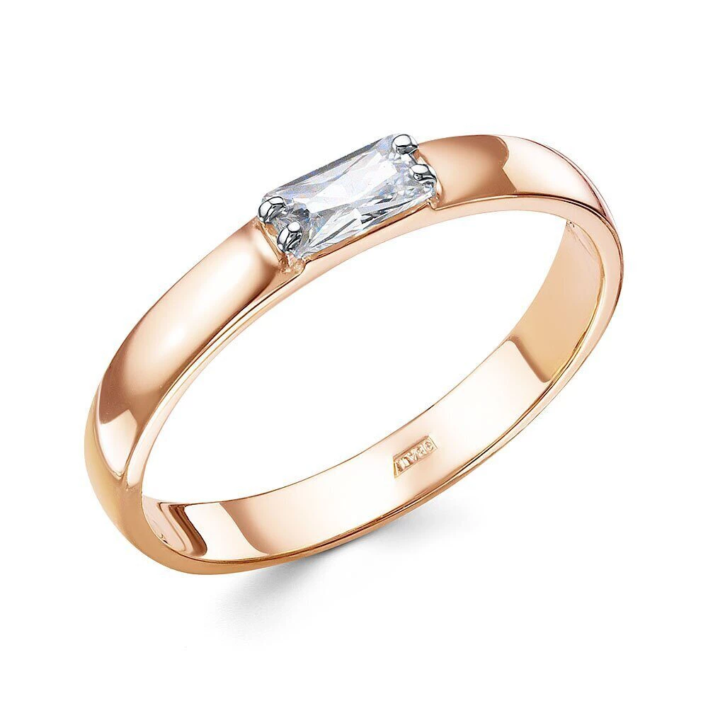 Кольцо с фианитом из красного золота 375 пробы