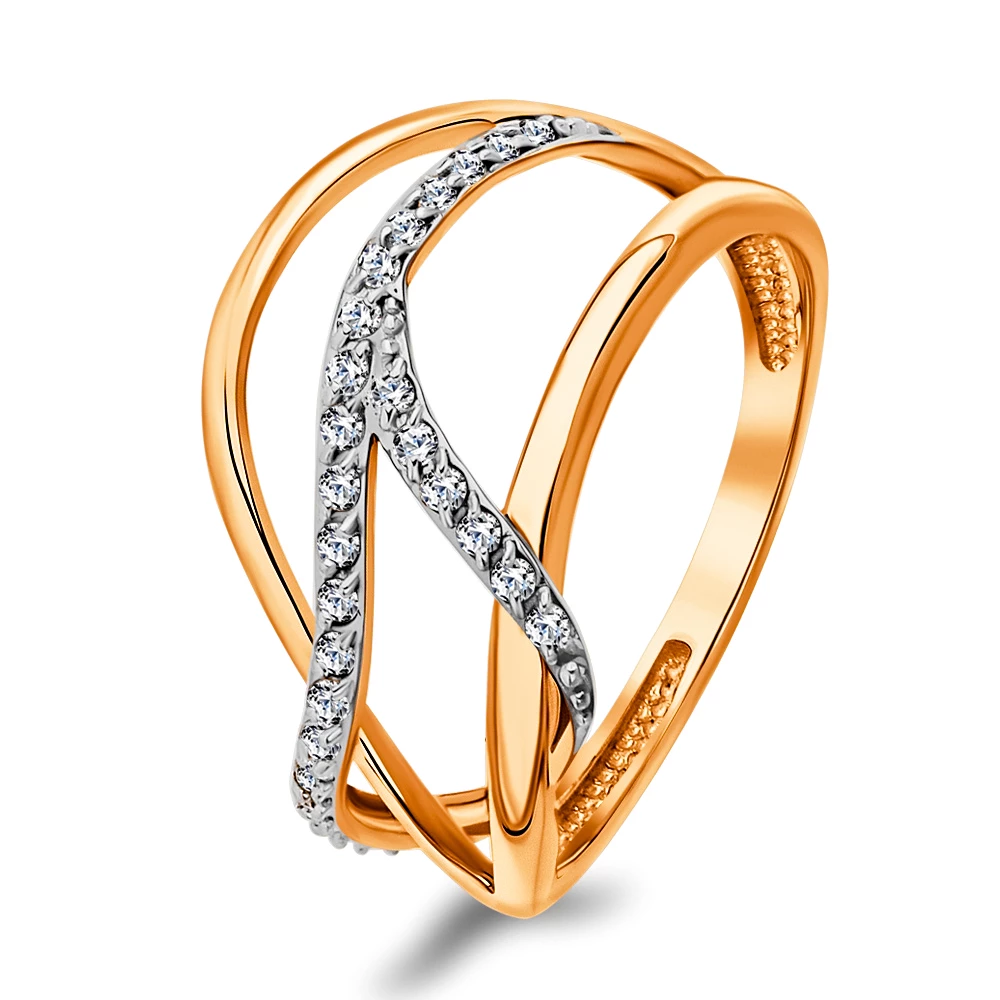 Кольцо с фианитами из красного золота 375 пробы