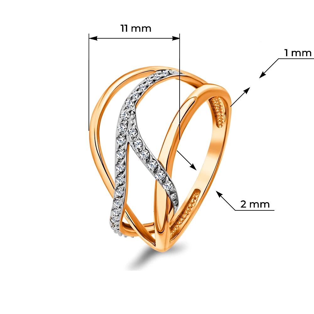 Кольцо с фианитами из красного золота 375 пробы