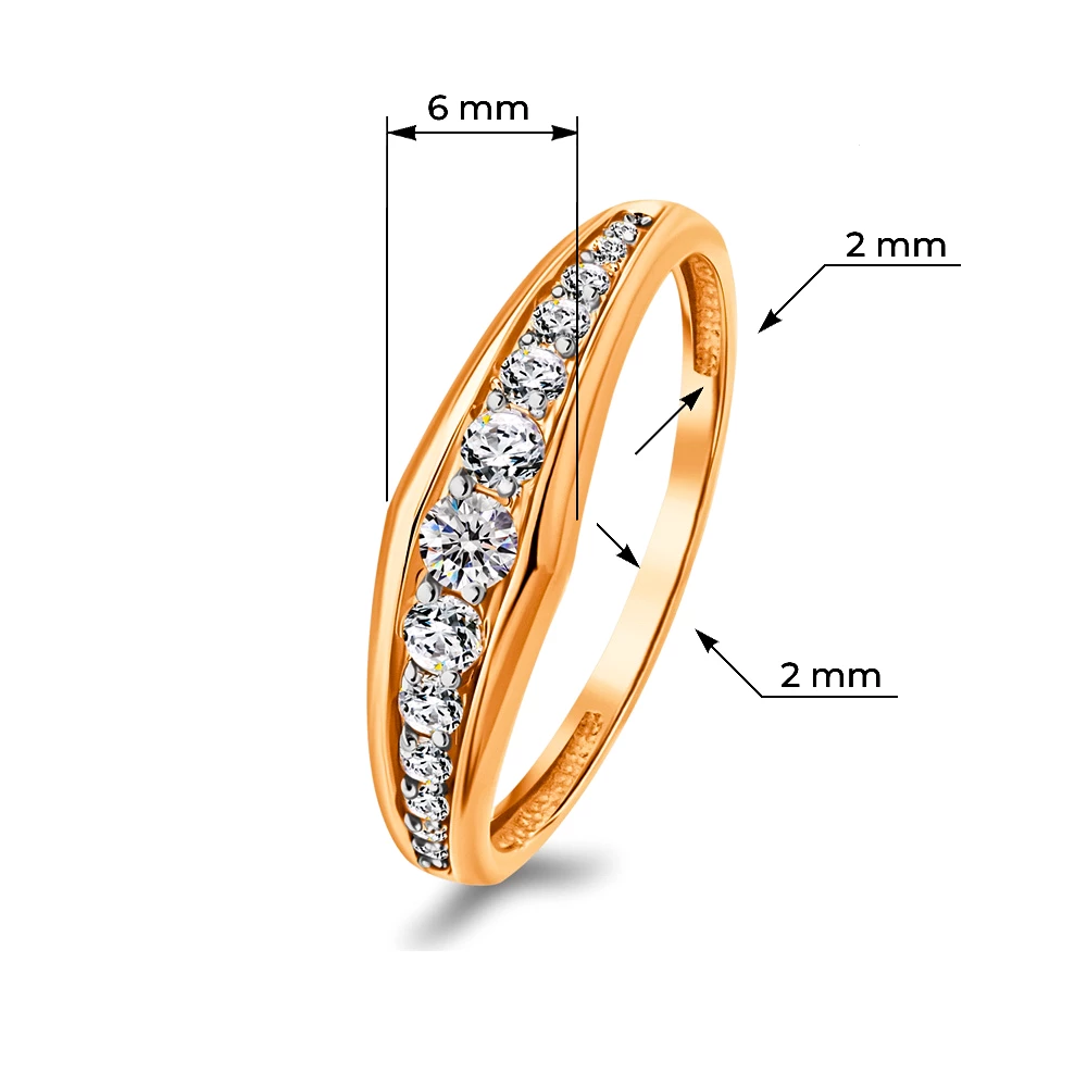 Кольцо с фианитами из красного золота 585 пробы