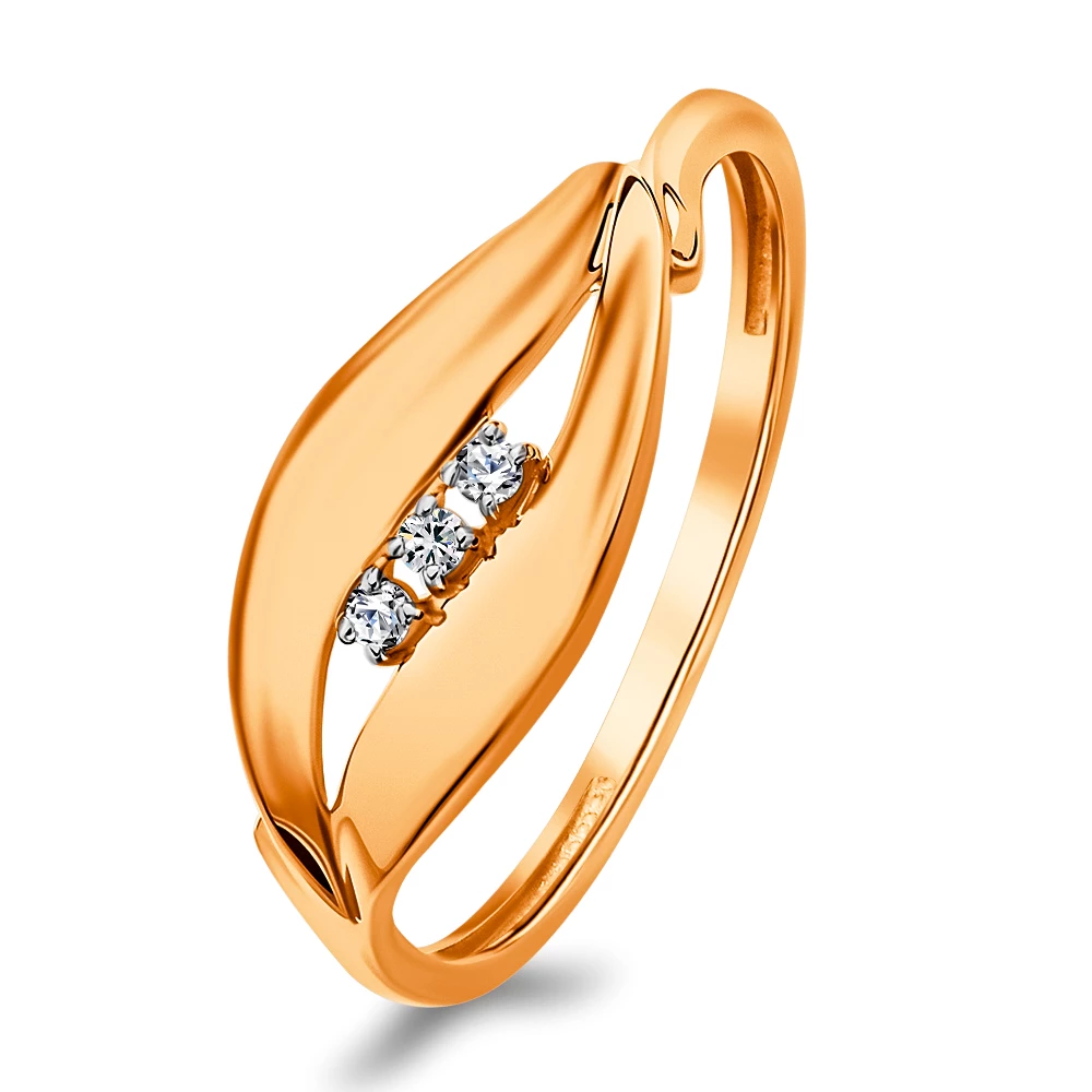 Кольцо с фианитами из красного золота 375 пробы