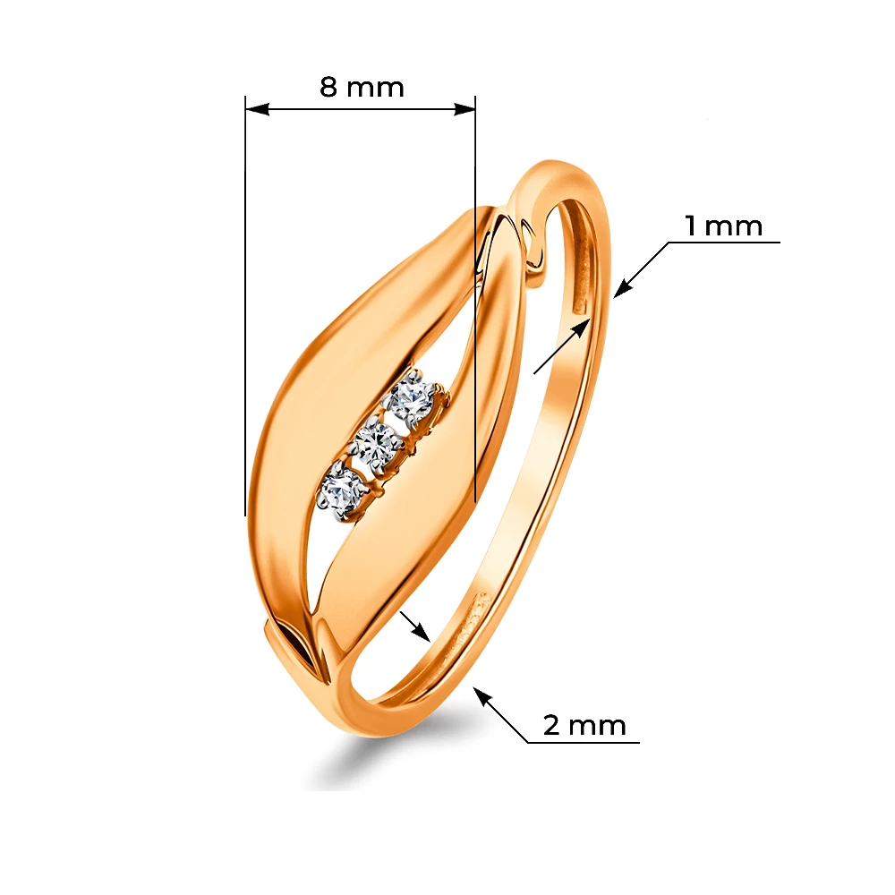 Кольцо с фианитами из красного золота 375 пробы