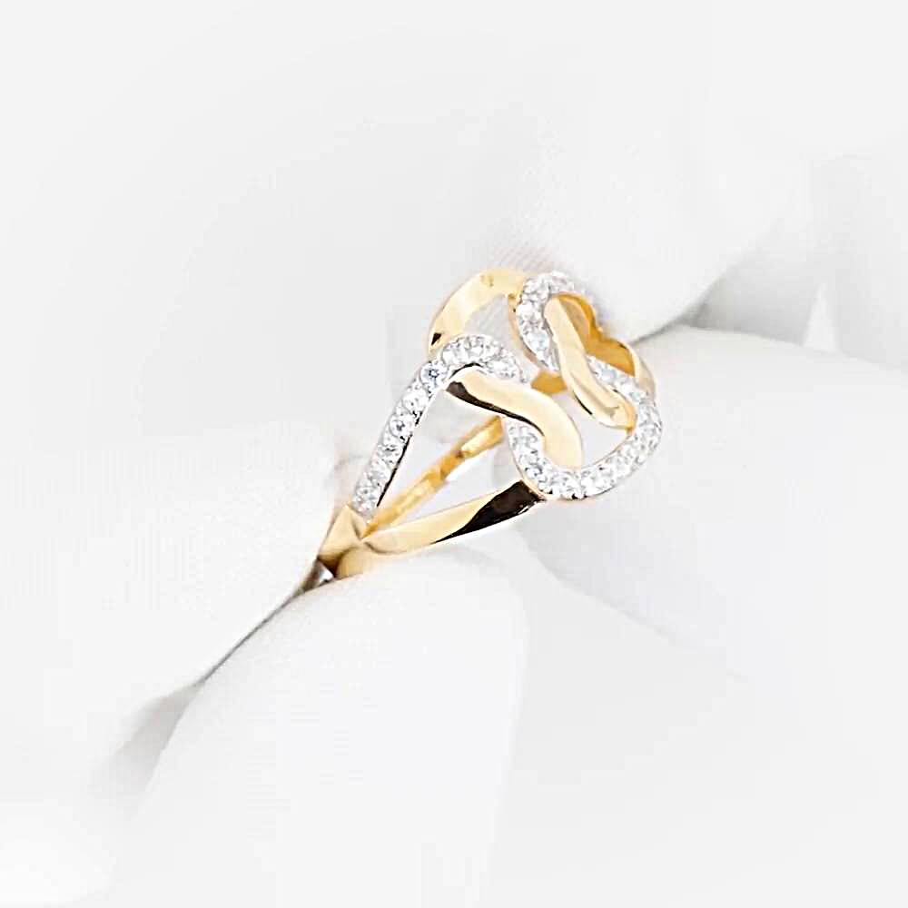 Кольцо с фианитами из красного золота 585 пробы 1