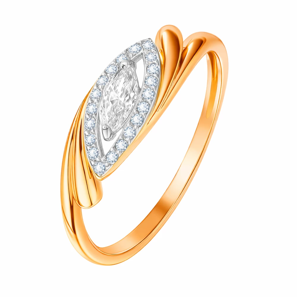 Кольцо с фианитами из красного золота 585 пробы