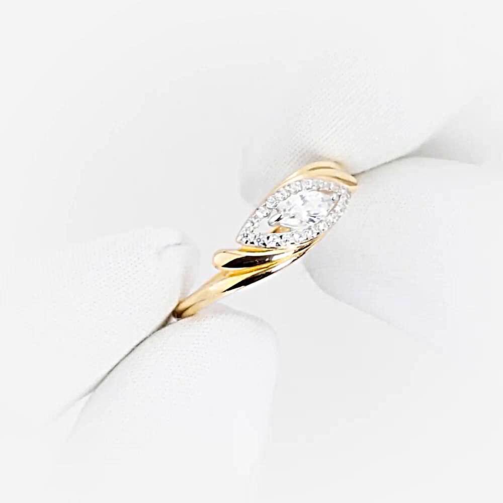 Кольцо с фианитами из красного золота 585 пробы 1