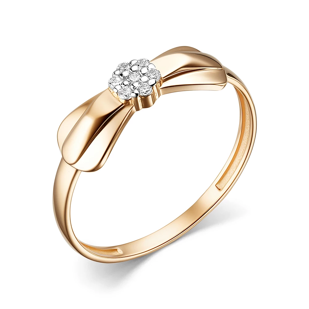 Кольцо с фианитами из красного золота 585 пробы