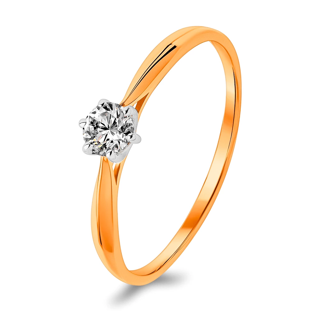 Кольцо с фианитом из красного золота 585 пробы