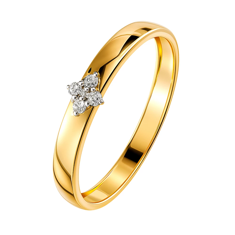 Кольцо с фианитами из красного золота 585 пробы