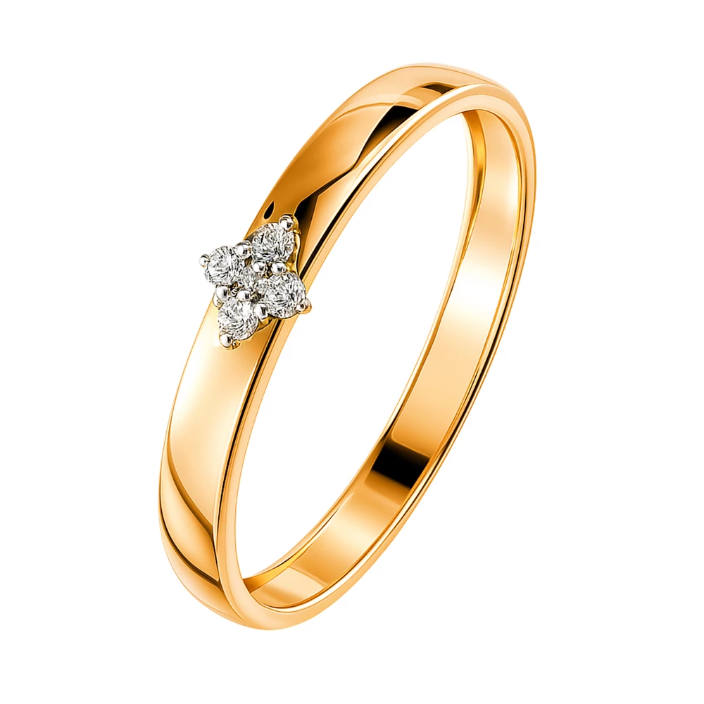 Кольцо с фианитами из красного золота 585 пробы