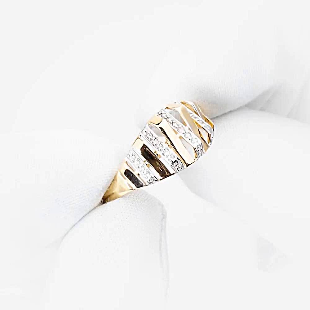 Кольцо с фианитами из красного золота 585 пробы