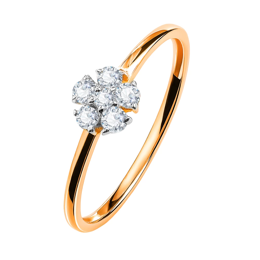 Кольцо с фианитами из красного золота 375 пробы