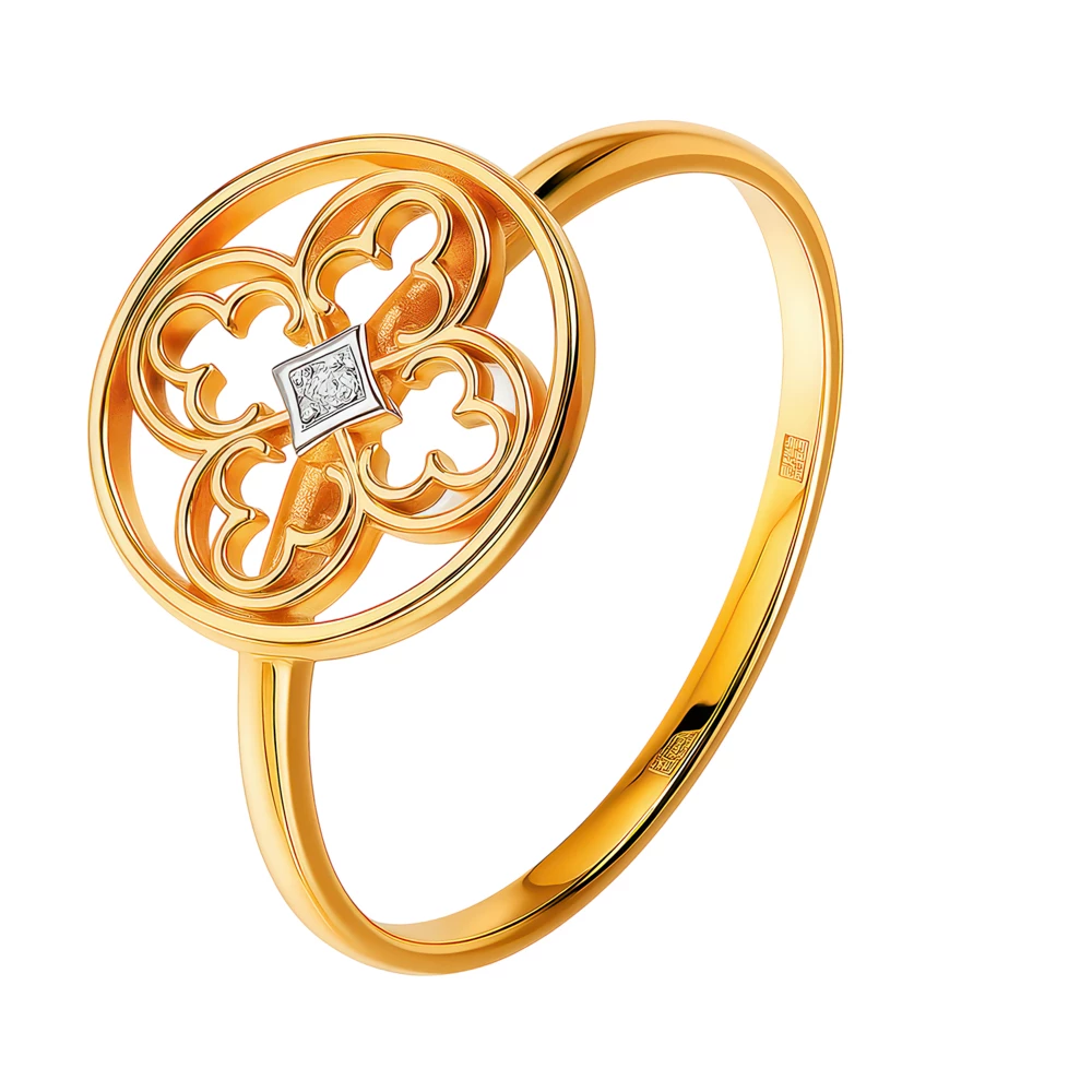 Кольцо с фианитом из красного золота 585 пробы Кольцо с фианитом из красного золота 585 пробы