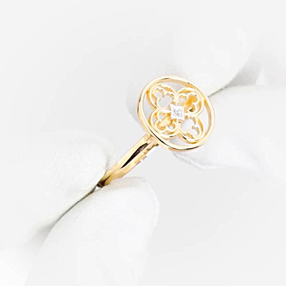 Кольцо с фианитом из красного золота 585 пробы 1