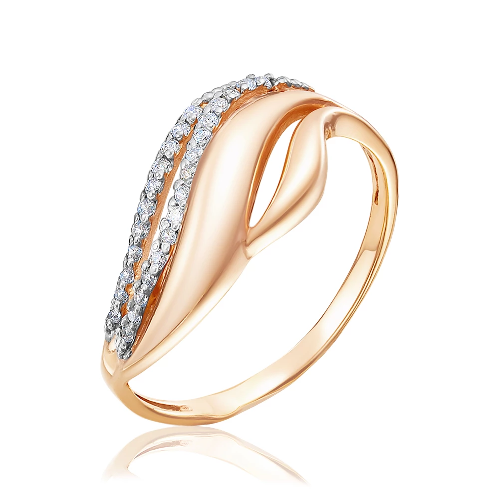 Кольцо с фианитами из красного золота 585 пробы Кольцо с фианитами из красного золота 585 пробы