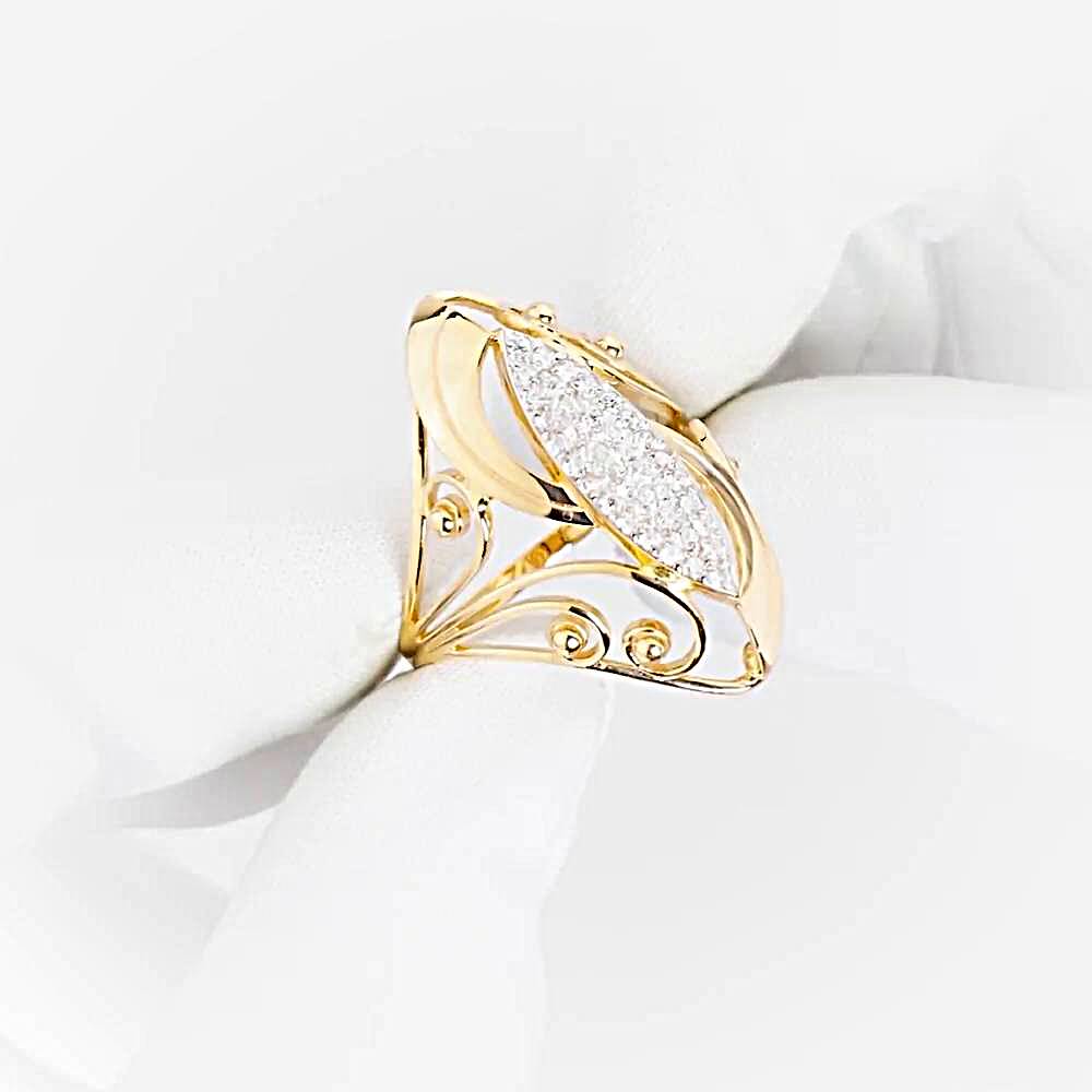 Кольцо с фианитами из красного золота 585 пробы 1