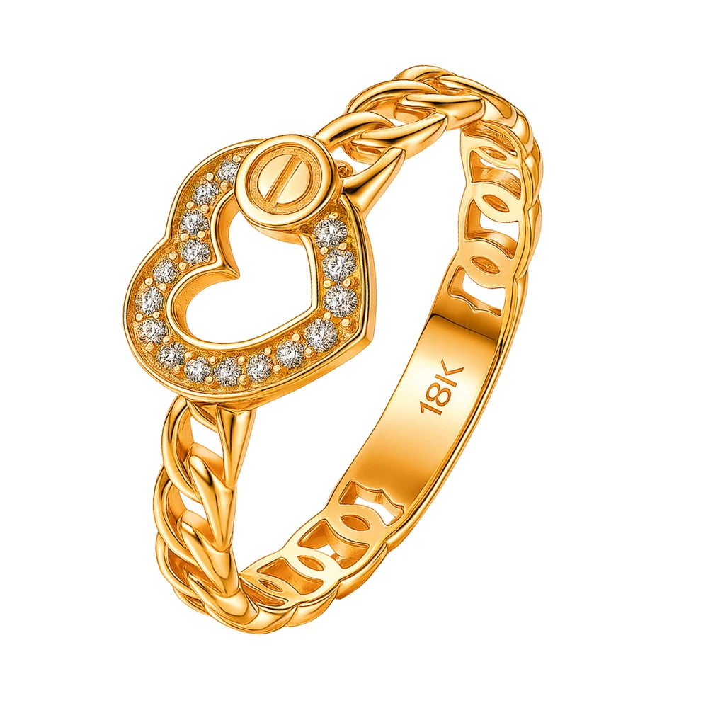 Кольцо с фианитами из красного золота 585 пробы