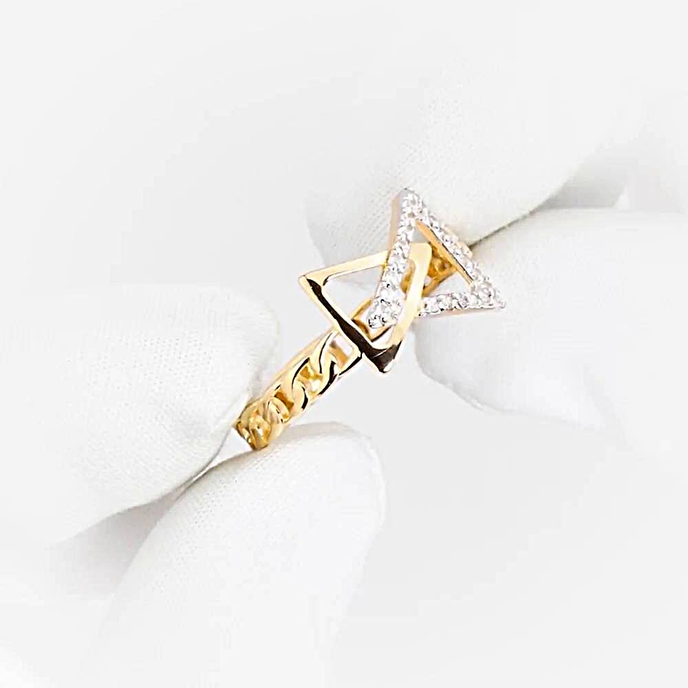 Кольцо с фианитами из красного золота 585 пробы 1