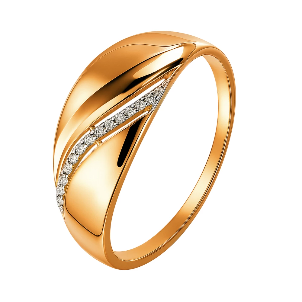 Кольцо с фианитами из красного золота 585 пробы