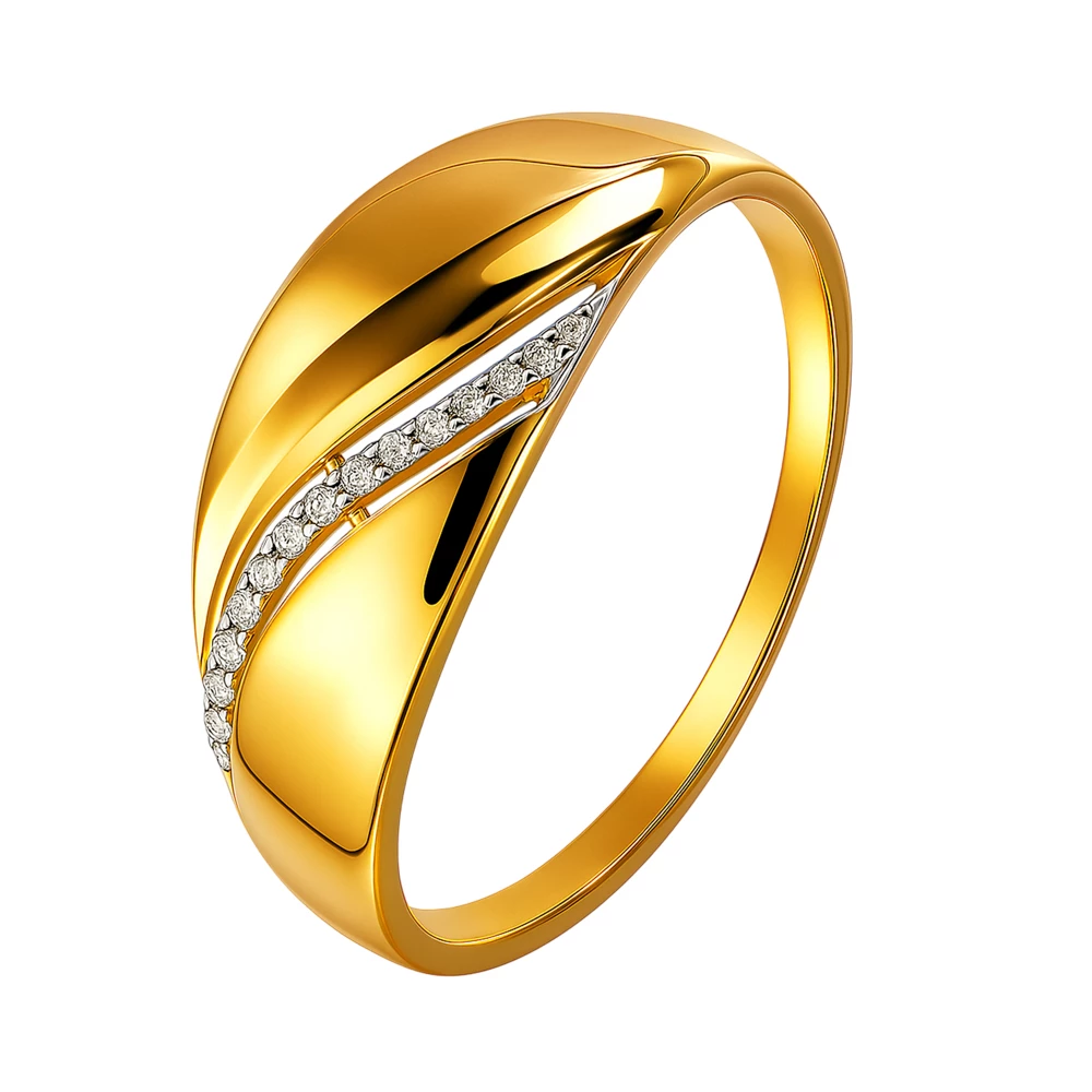 Кольцо с фианитами из красного золота 585 пробы