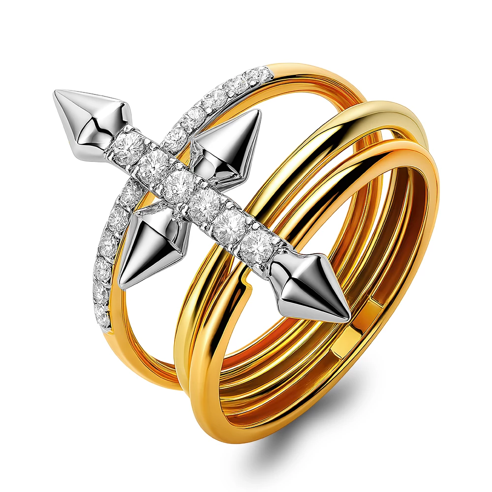 Кольцо с фианитами из комбинированного золота 585 пробы Кольцо с фианитами из комбинированного золота 585 пробы