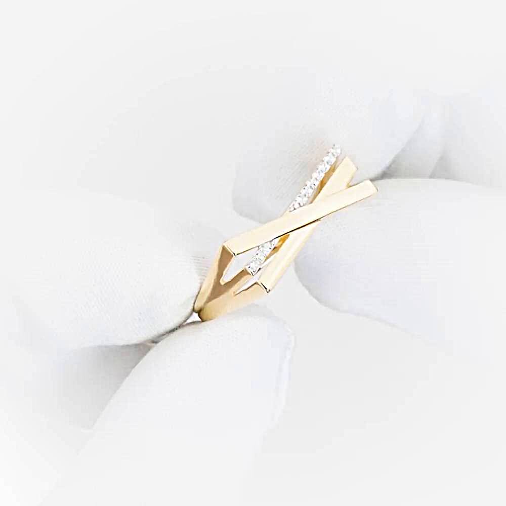 Кольцо с фианитами из красного золота 585 пробы 1