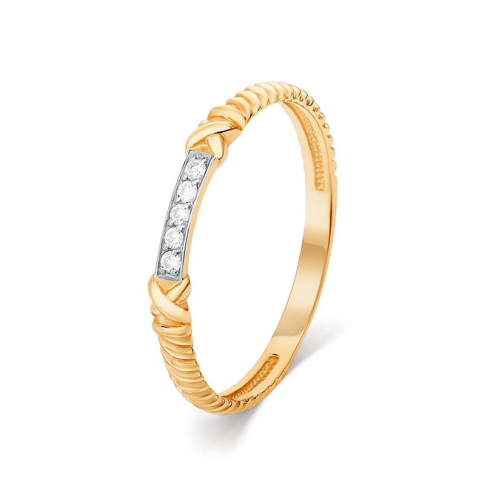 Кольцо с фианитами из красного золота 585 пробы Кольцо с фианитами из красного золота 585 пробы