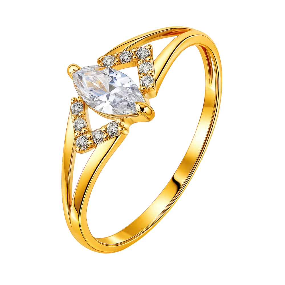 Кольцо с фианитами из красного золота 585 пробы